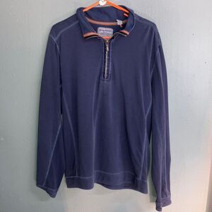 Tommy Bahama Men's Deep Blue Quarter Zip-Up Sweater L #719